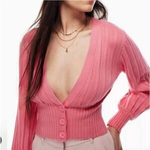 Wilfred Plunge Front *IN PEACH* Wool Blend Cardigan Sweater S